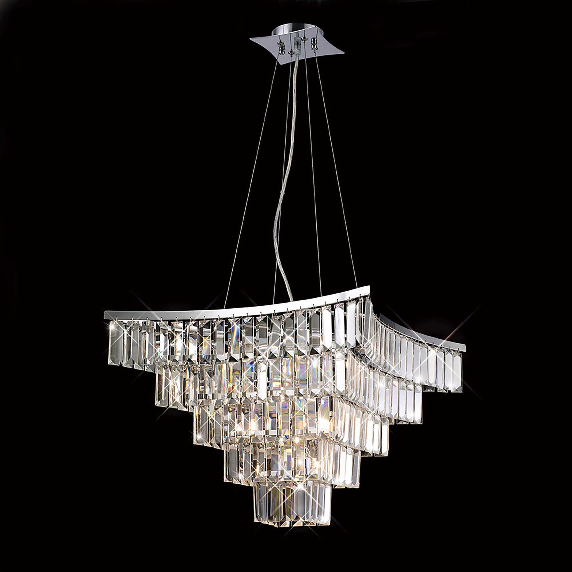 Gianni Crystal Ceiling Lights Diyas Ringed & Square Crystal Fittings